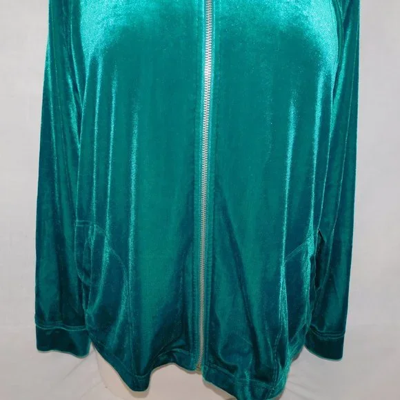 TanJay Emerald Velvet Jacket Lounging - Picture 3 of 9